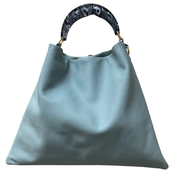 Marni Handbags - Marni Light Blue Medium Venice Leather Hobo Bag